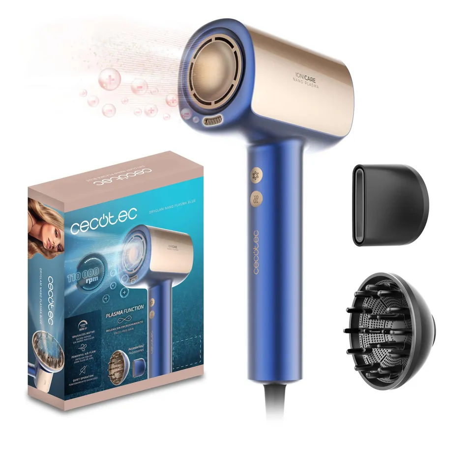 cecotec-dryglam-nano-plasma-haartrockner-blau-1600-w image 1