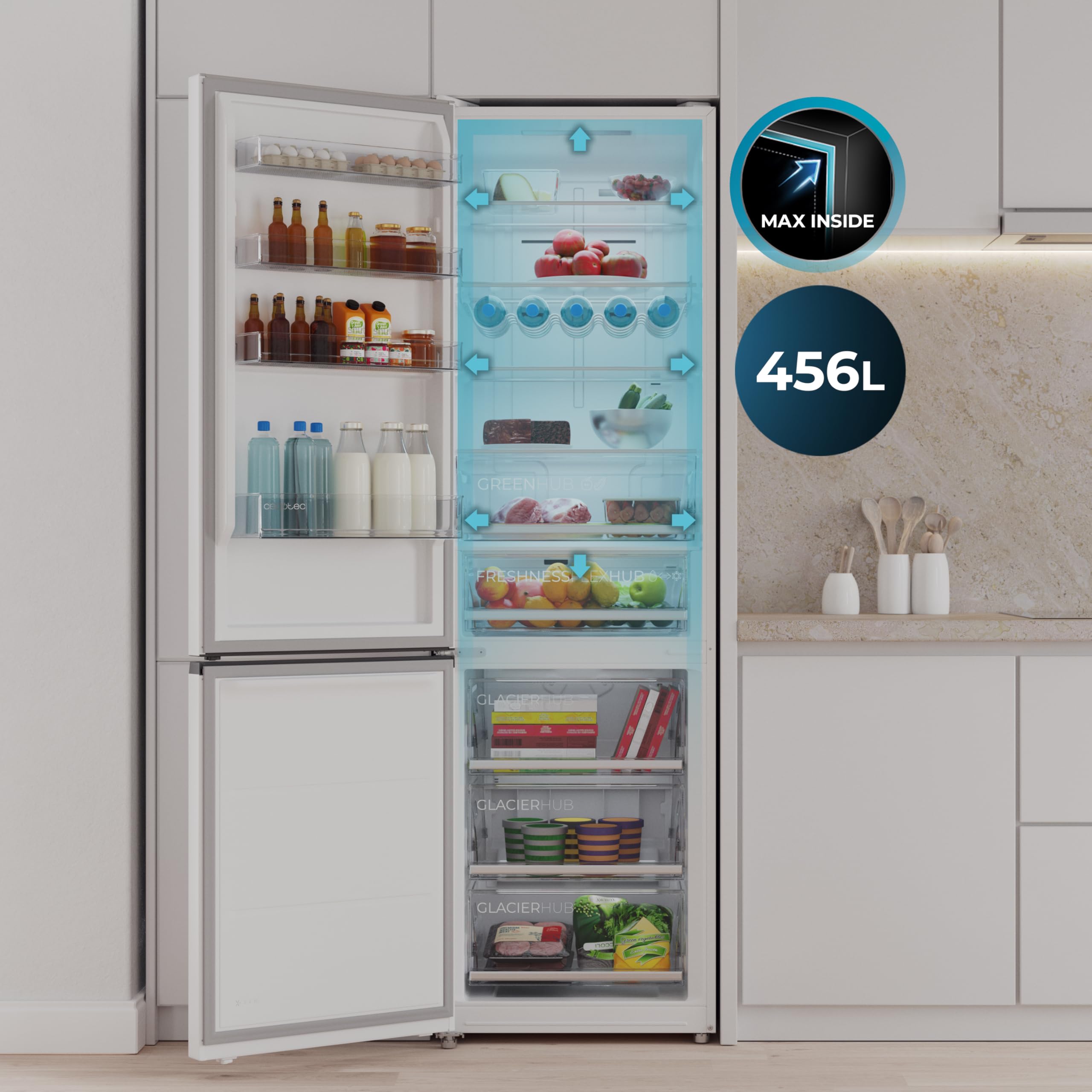 cecotec-bolero-coolmarket-combi-456-white-glass-e-k-hlschrank image 5