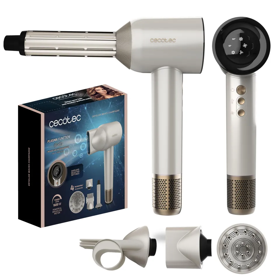 cecotec-dryglam-waves-haartrockner-1600w-champagner-4in1 image 1