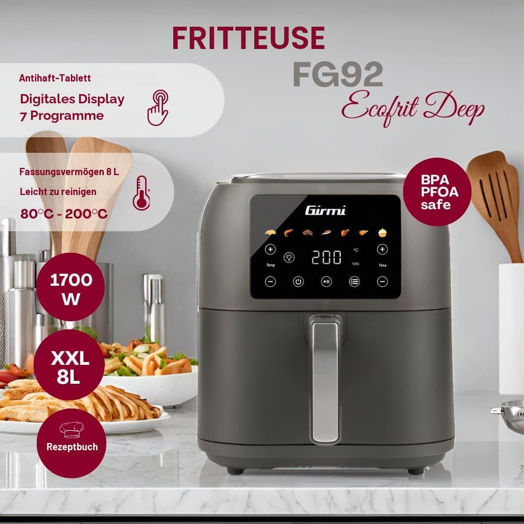 girmi-ecofrit-deep-hei-luftfritteuse-8l-mattgrau image 2