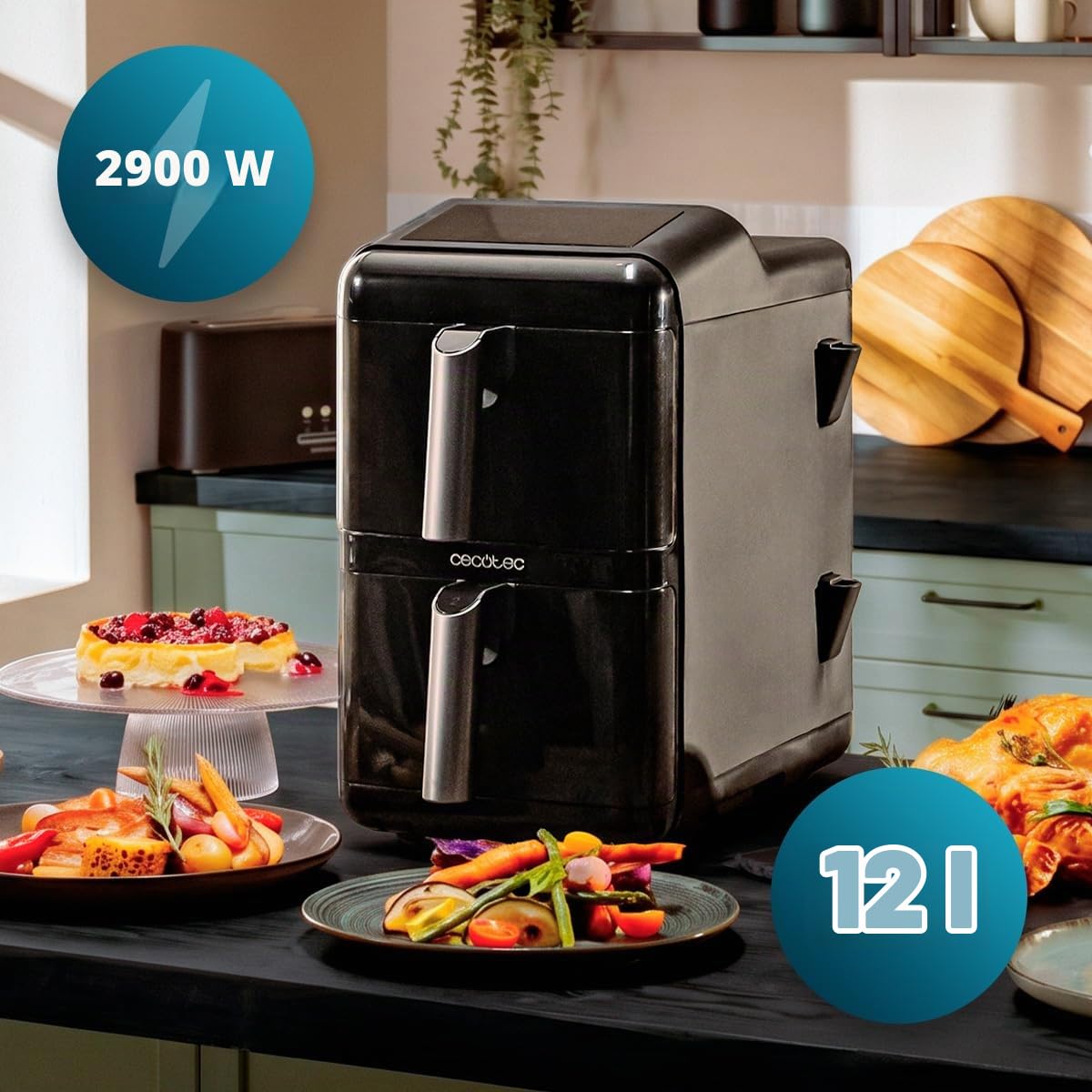 cecotec-cecofry-duolevel-12000-window-hei-luftfritteuse-12l-sync image 2