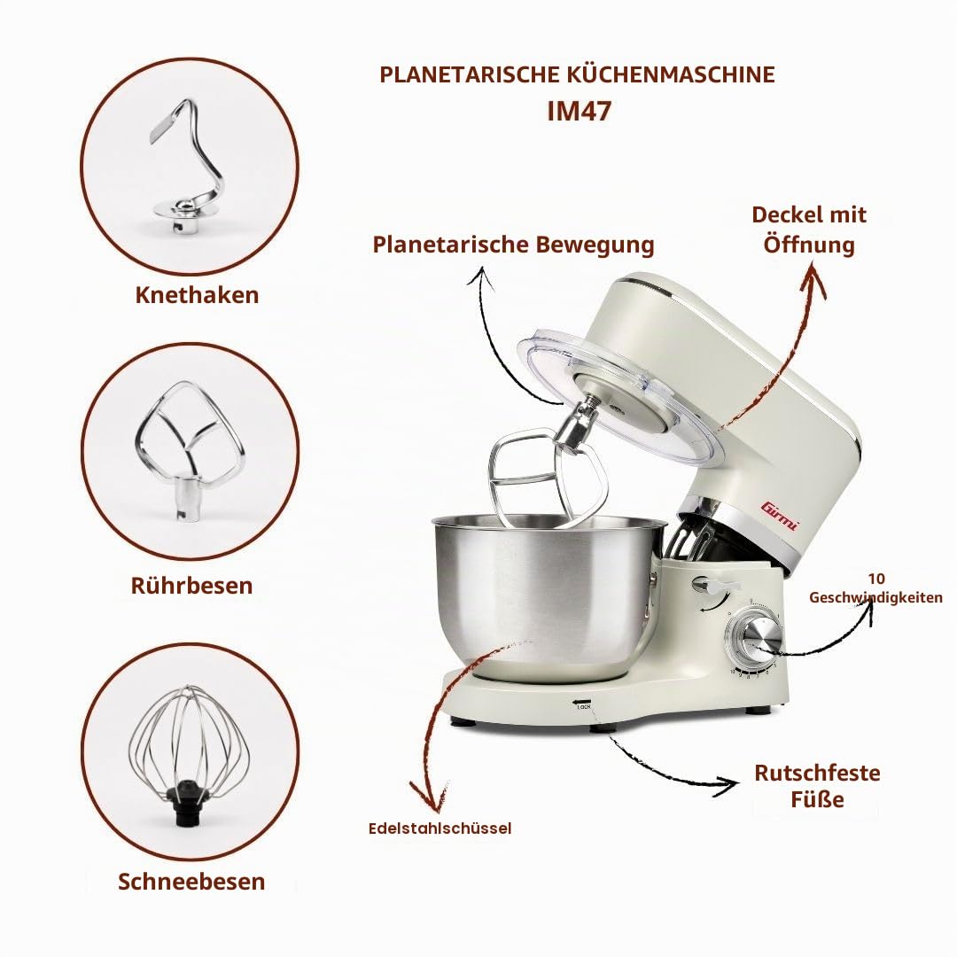 girmi-im47-knetmaschine-6-liter-creme-10-geschwindigkeiten image 2