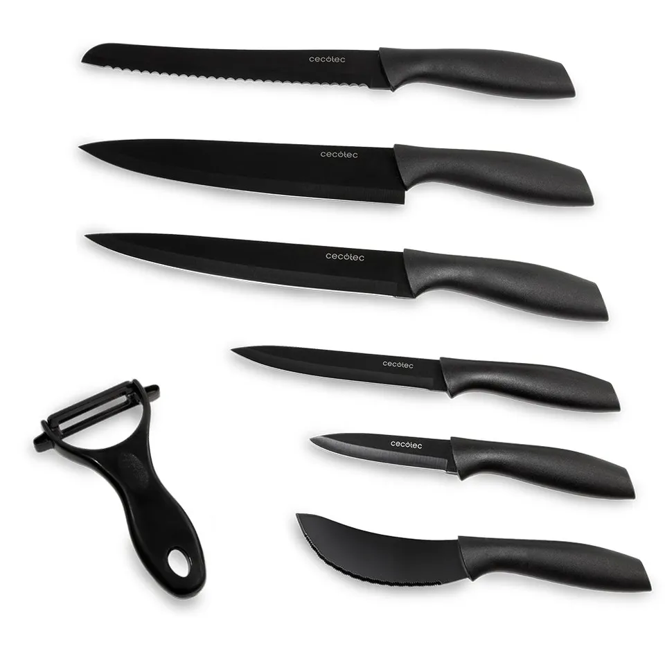 cecotec-titanium-messerset-7-teilig-schwarz-antihaft image 1