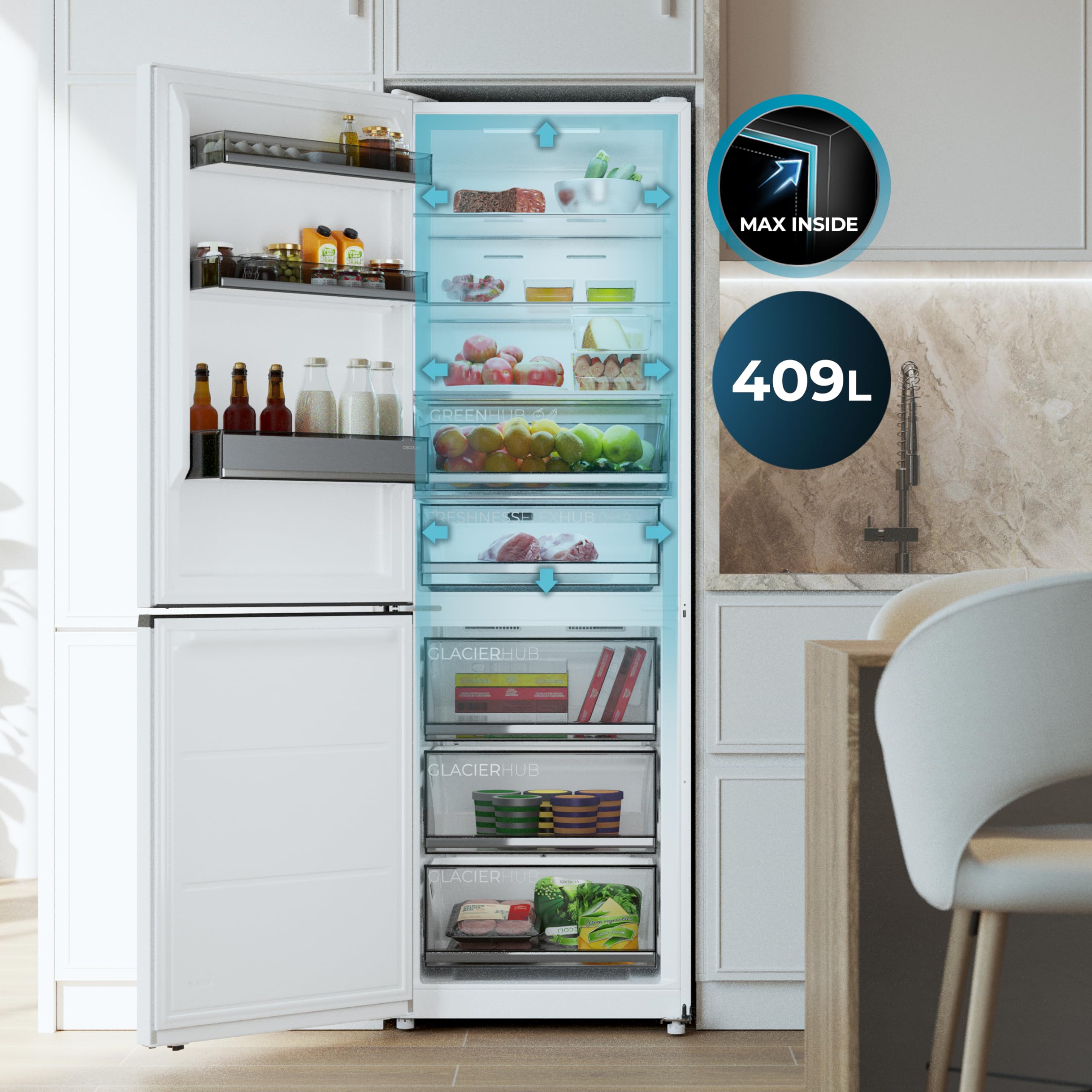 cecotec-bolero-coolmarket-combi-409-k-hlgefrierkombi-wei-409-l image 3