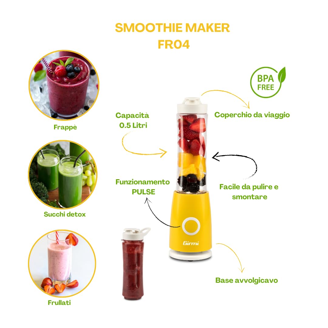 girmi-fr04-smoothie-maker-0-5l-gelb-wei-260w-to-go image 2