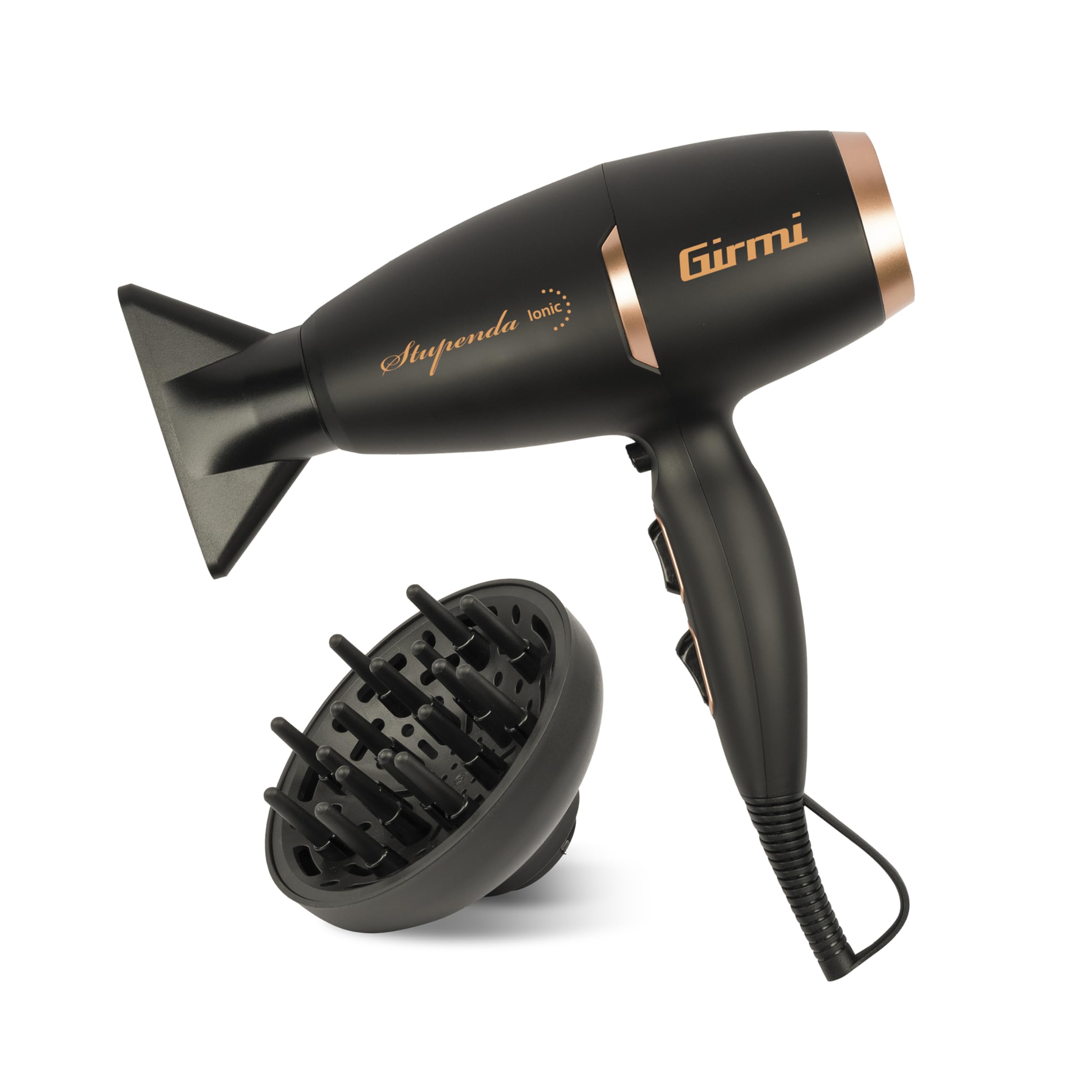 girmi-ph91-haartrockner-2200-w-ionic-schwarz-gold-mit-diffusor image 1