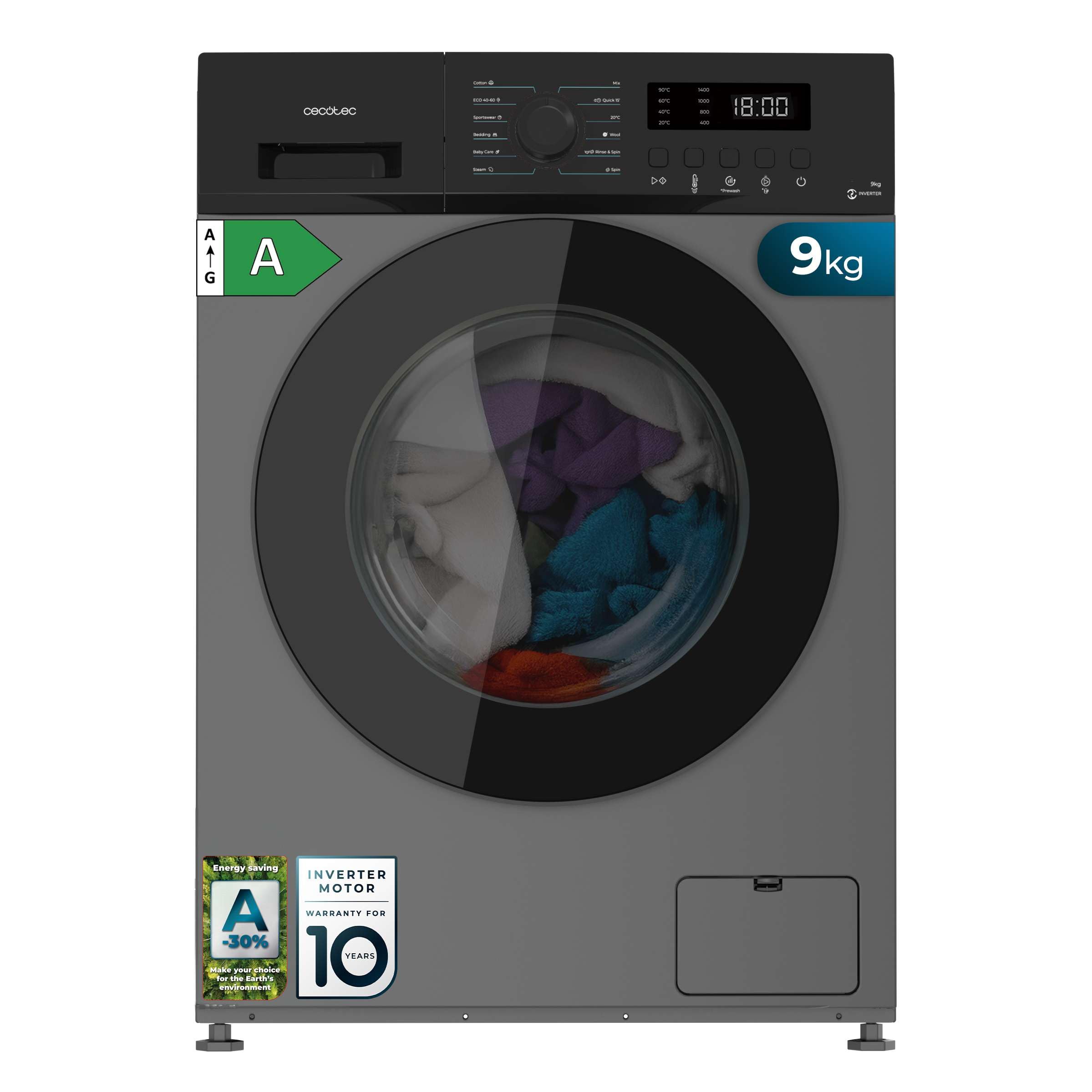 cecotec-bolero-dresscode-9155-waschmaschine-9kg-stahl image 1