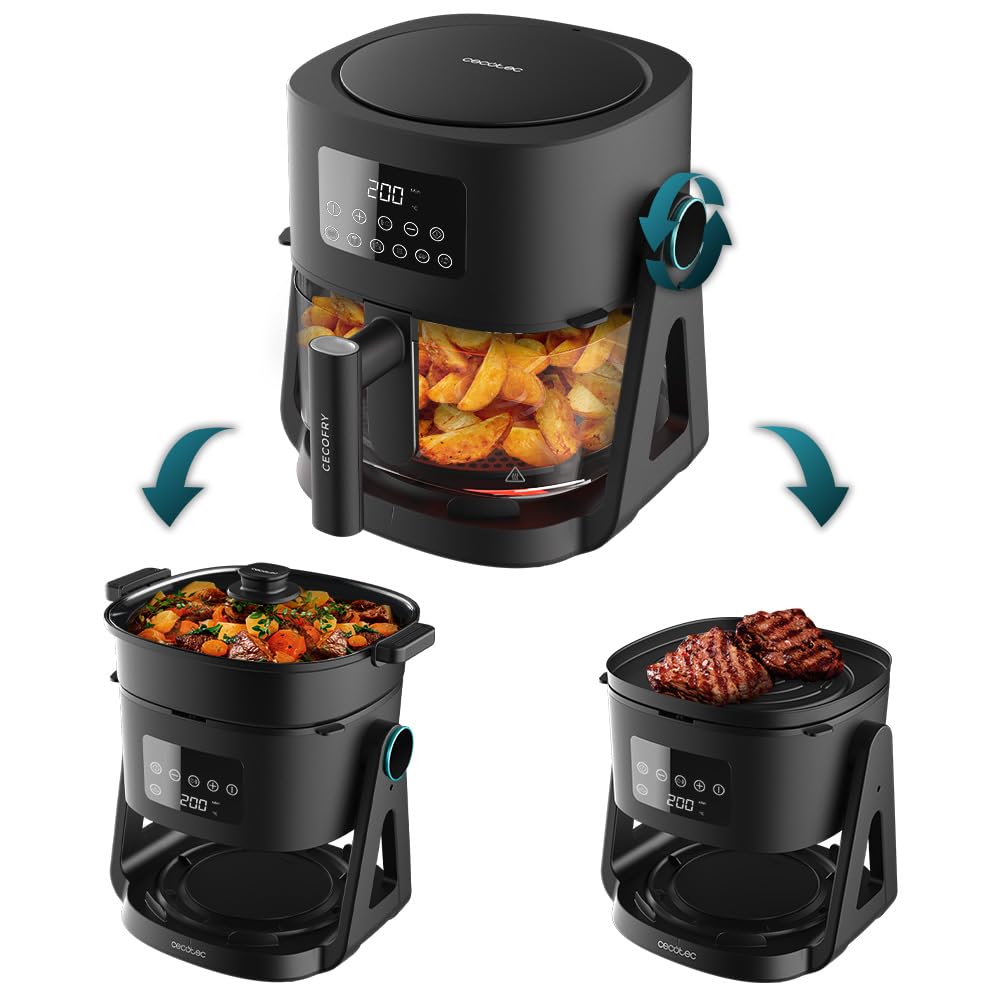 cecotec-cecofry-flip-grill-4500-hei-luftfritteuse-4-5l-glas-1500w image 2